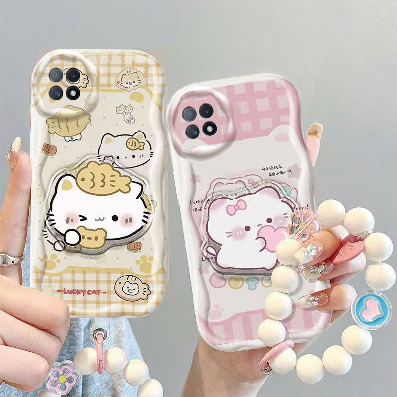 Suitable for Oppoa72 Student Model Cute Perforated Puff Cat Eating Fish Oppoa91 Airbag Stand Oppoa92S Full Coverage Winter Oppoa93 Cute Pet Creative Oppoa93S Soft Case