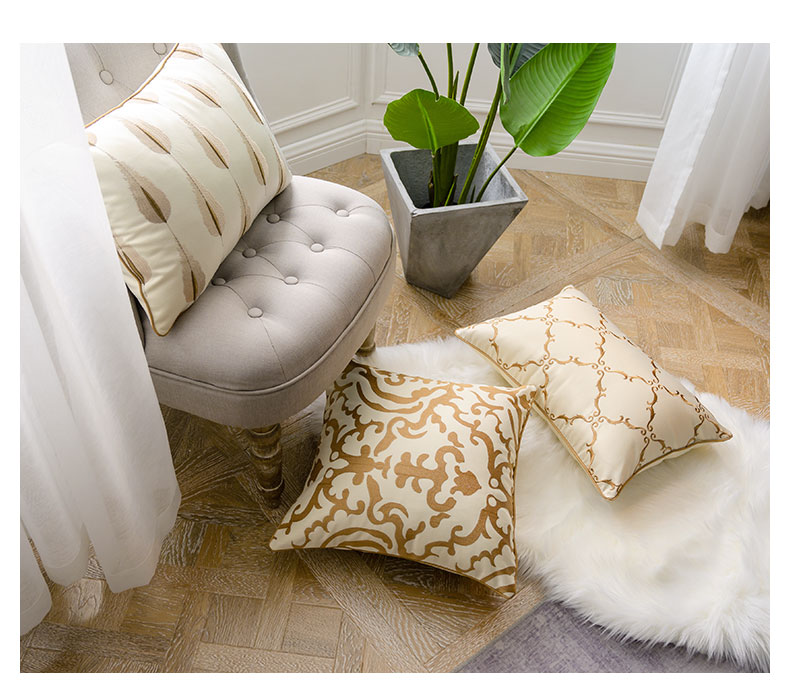Đệm sofa phòng khách Châu Âu sang trọng lớn trở lại ánh sáng sang trọng thêu gối không có lõi mô hình phòng đơn giản - Trở lại đệm / Bolsters gối và mền 2 trong 1
