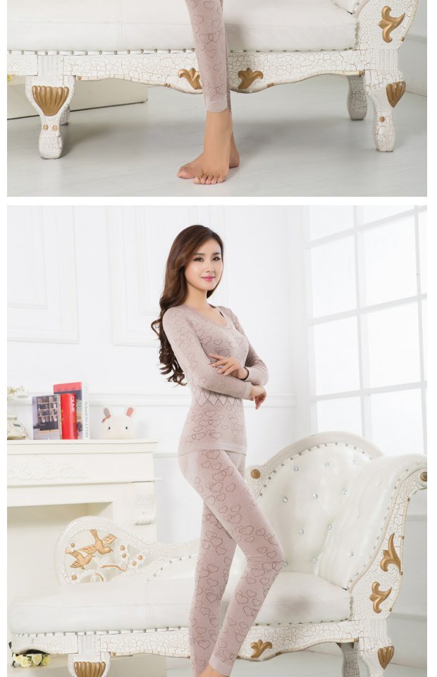 Mùa thu và mùa đông đồ lót nữ thiết lập phần mỏng bó sát vòng cổ Slim Cơ thể liền mạch đồ lót mùa thu quần dài phụ nữ quần áo giữ nhiệt nam trung niên