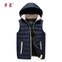 Mùa thu và mùa đông nam cotton vest vest bông cotton độn cotton vest trùm đầu không tay áo dày vest vest áo nam đẹp