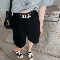 Casual shorts womens high waist loose straight sports middle pants summer new fat mm plus size wear wide leg pants