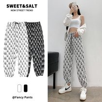 oioi mmlg sweatpants womens summer thin loose net red pattern thin wide legs casual toe pants tide