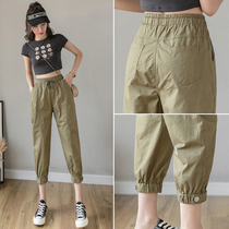 Korean overalls womens high waist loose slim leg sports pants summer thin nine casual Haren pants tide