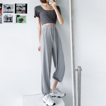 oioi mmlg ice silk sweatpants womens summer thin hanging feeling slim and versatile small man wide leg toe pants