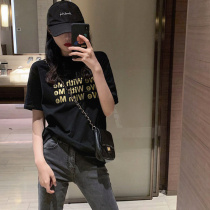 oioi mmlg short sleeve t-shirt women 2021 summer New loose letter print round neck half sleeve top ins tide