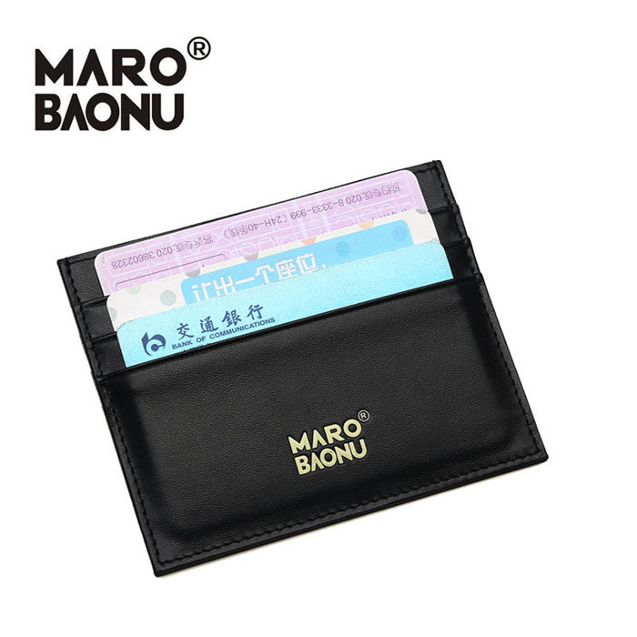 Manbaonu Men's Card Holder Ultra-thin Genuine Leather Multi-Card Mini Wallet Business Card Holder Card Holder Card Bag