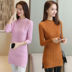 Vừa chiều dài áo len mặc mùa xuân mới Hàn Quốc áo len loose-fitting hông áo đáy màu sửa chữa nĩa đan của phụ nữ 