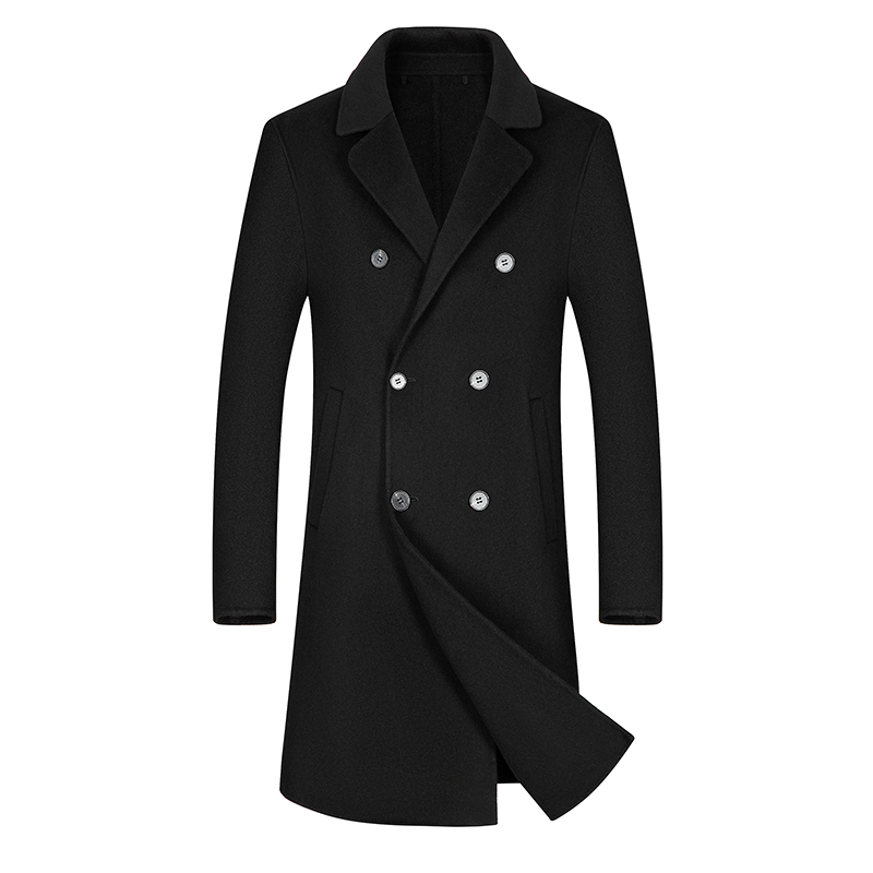 Double-sided woolen coat men's long version over the knee Korean version casual double-breasted woolen woolen British windbreaker zero cashmere jacket