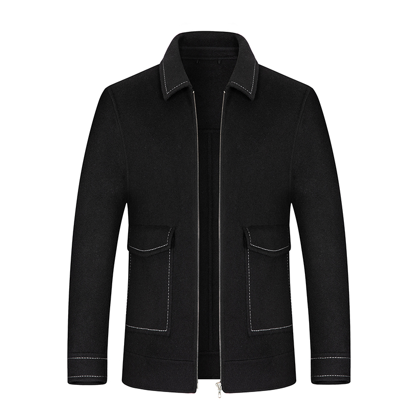 Handmade double face Coat Man Short style Zero cashmere jacket Korean version Leisure pure wool Hooded Jacket Autumn Winter Blouse