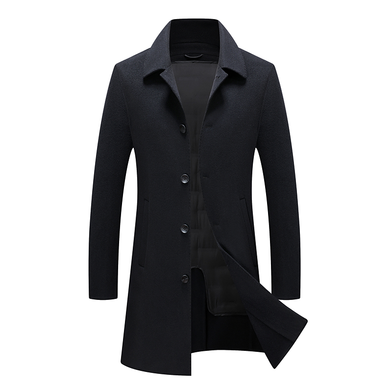 The winter bifacial, the long version of the men's medium long version of the wool, the winter thickening of the warm and large size zero cashmere coat
