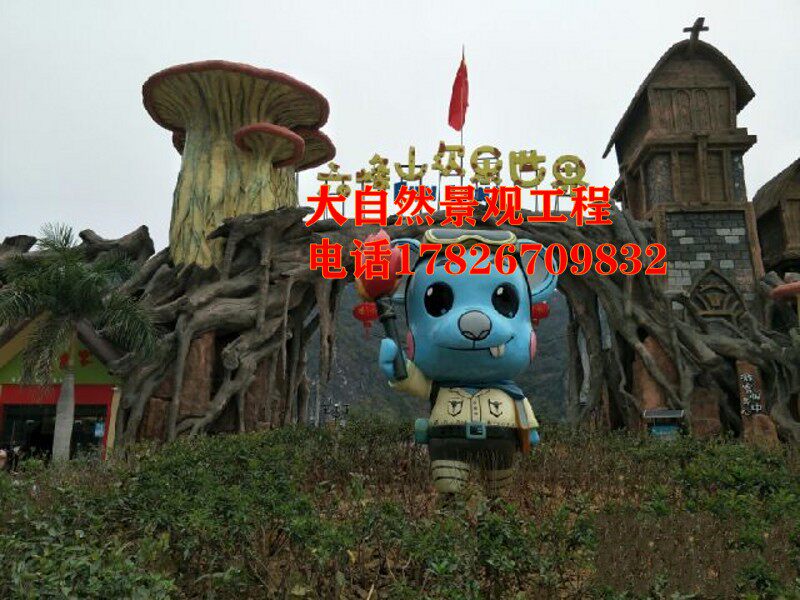 Cement Anti-Wooden House Cool Pavilion Long Gallery Tourist Scenic Area Wooden House Guests and Guest House Spa Resort Hotel Tea Room