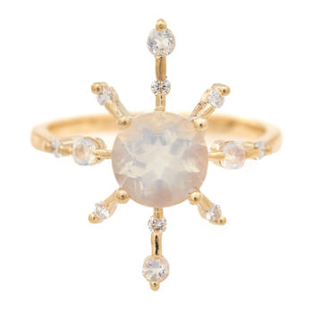 Yi collection 18k rainbow moonstone diamond starburst ring