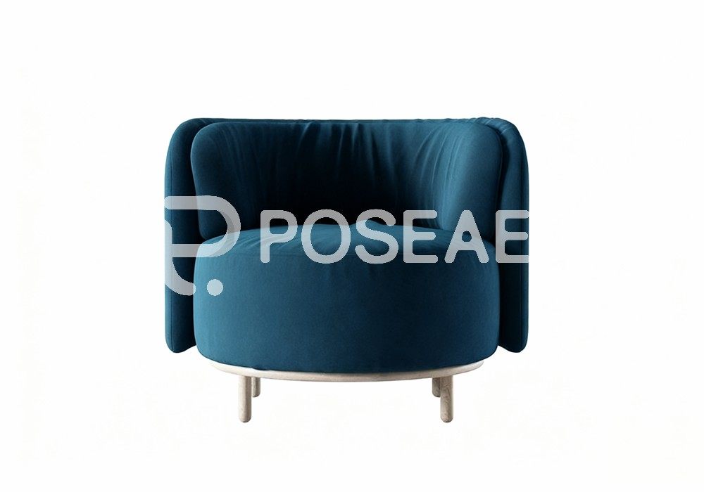 图片[1]-【3D模型】深蓝绒面休闲椅 3D 模型-PoseAe视频创意库