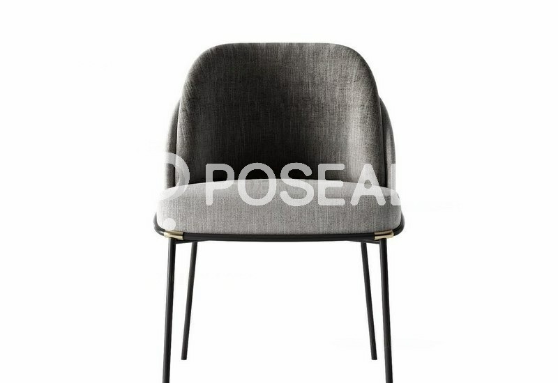 图片[1]-【3D模型】灰面金饰黑架椅 3D 模型-PoseAe视频创意库