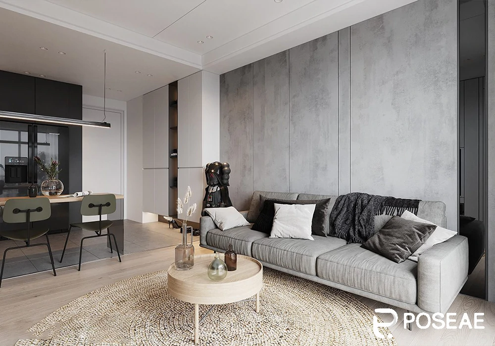 【3D模型】工业风混搭客餐厅（水泥墙 + 木质元素）3DMAX 模型-PoseAe