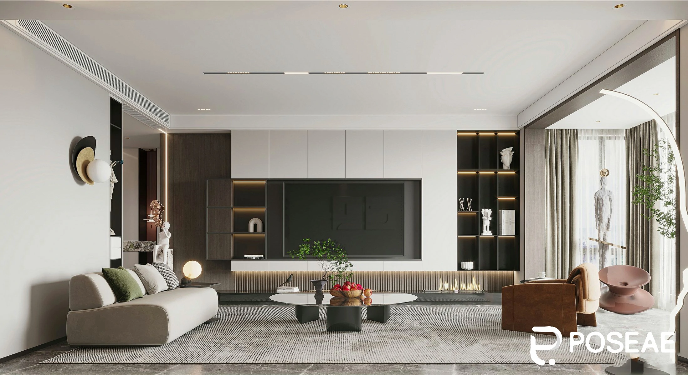 图片[1]-【3D模型】现代轻奢客厅 3DMAX 模型下载-PoseAe视频创意库