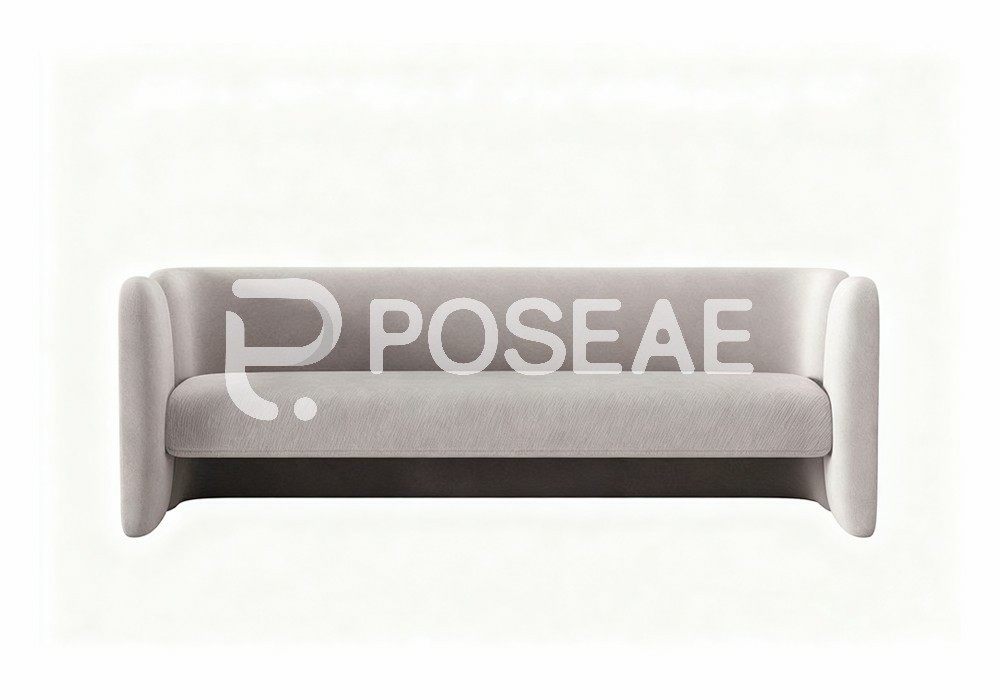 图片[1]-【3D模型】浅灰弧形扶手沙发 3D 模型-PoseAe视频创意库