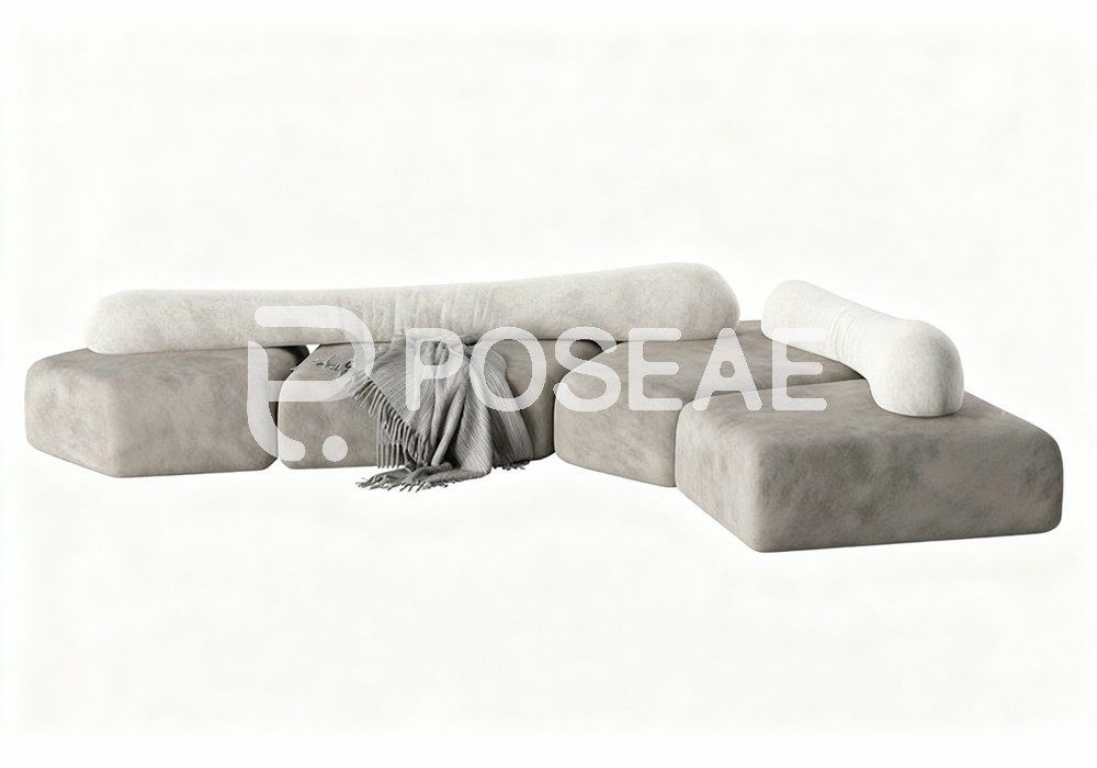 图片[1]-【3D模型】灰色模块组合沙发 3D 模型-PoseAe视频创意库