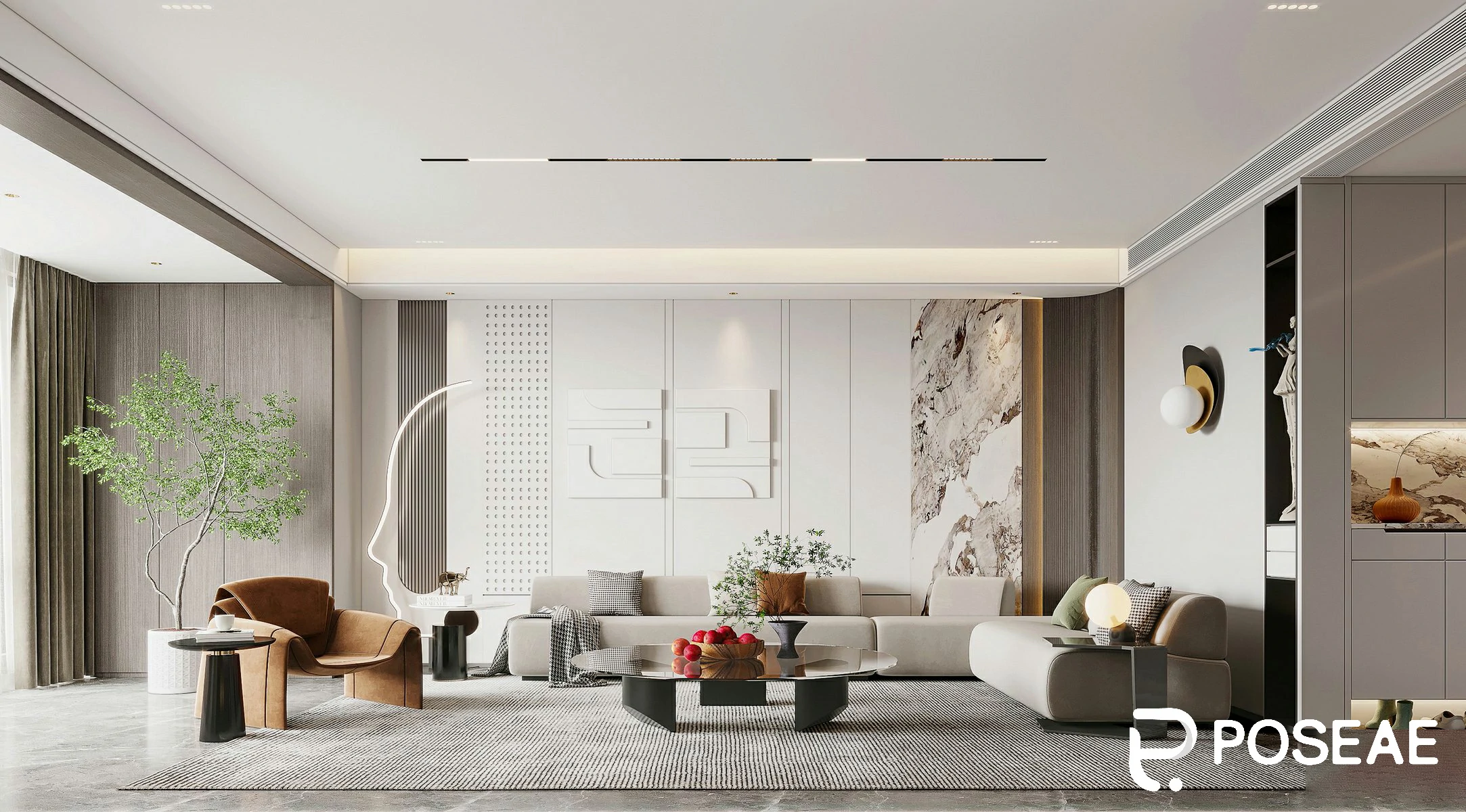 图片[2]-【3D模型】现代轻奢客厅 3DMAX 模型下载-PoseAe视频创意库