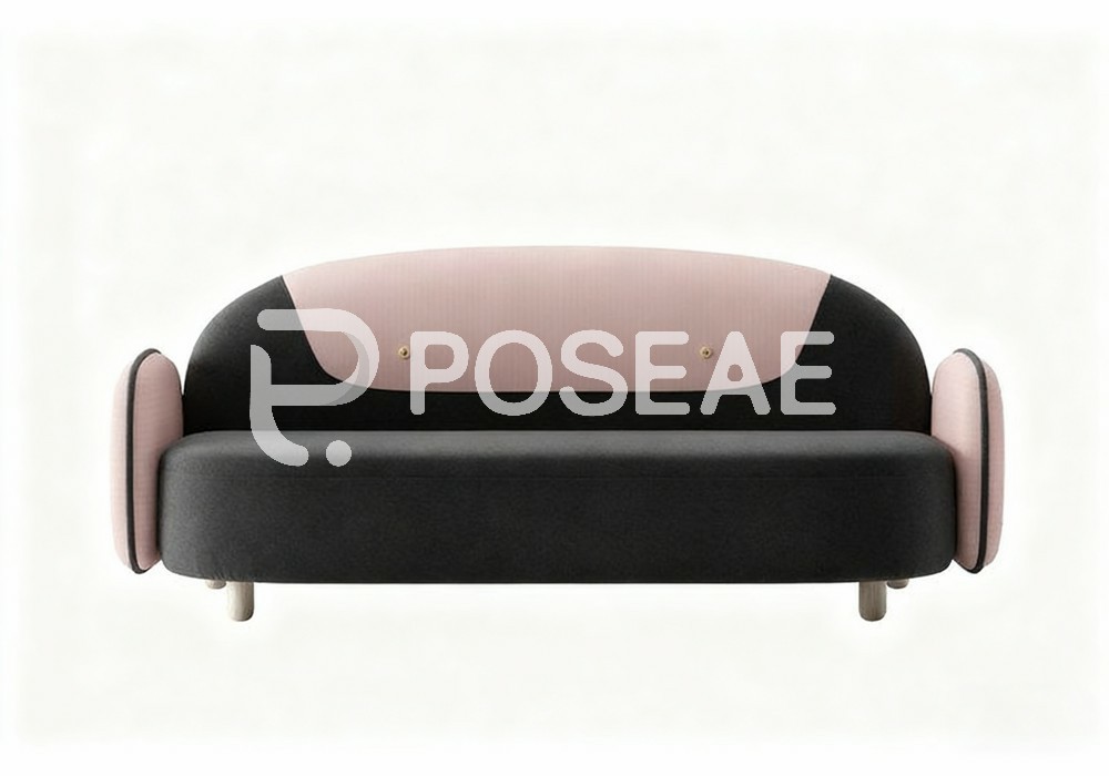 图片[1]-【3D模型】撞色弧形布艺沙发 3D 模型-PoseAe视频创意库