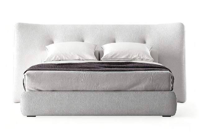 【3D模型】浅灰软包靠背床 3D 模型-PoseAe