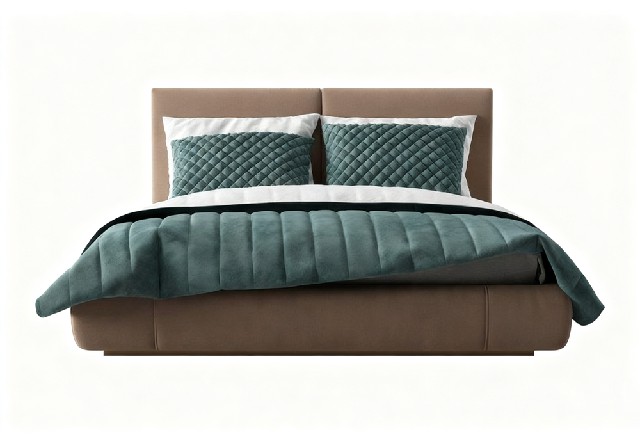 【3D模型】棕绿拼色软包床 3D 模型-PoseAe