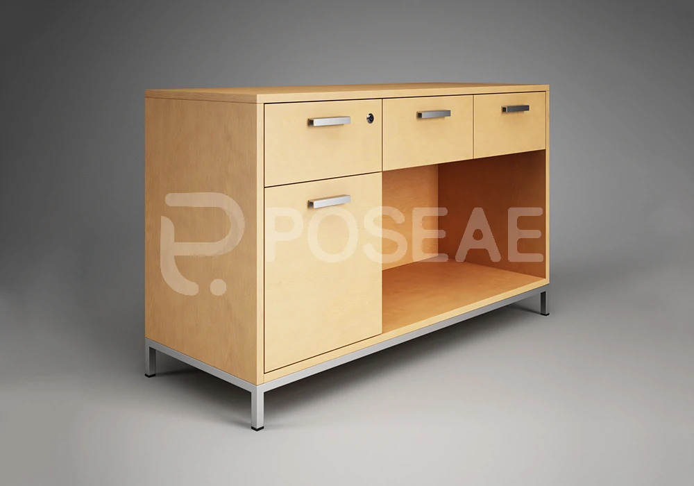 【3D模型】浅木色多格文件柜 3D 模型-PoseAe