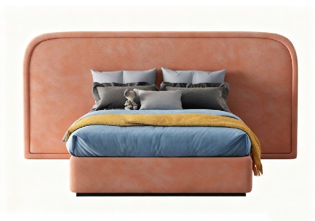 【3D模型】橙粉软包靠背床 3D 模型-PoseAe