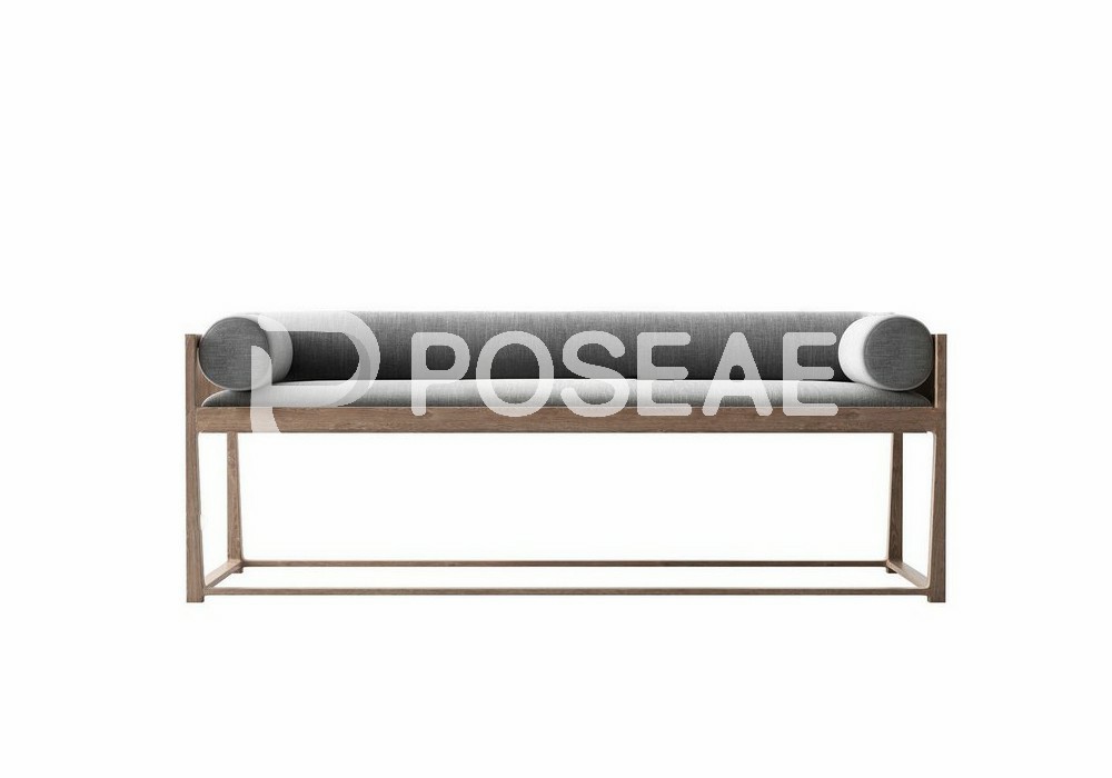 图片[1]-【3D模型】灰棕拼色长凳沙发 3D 模型-PoseAe视频创意库