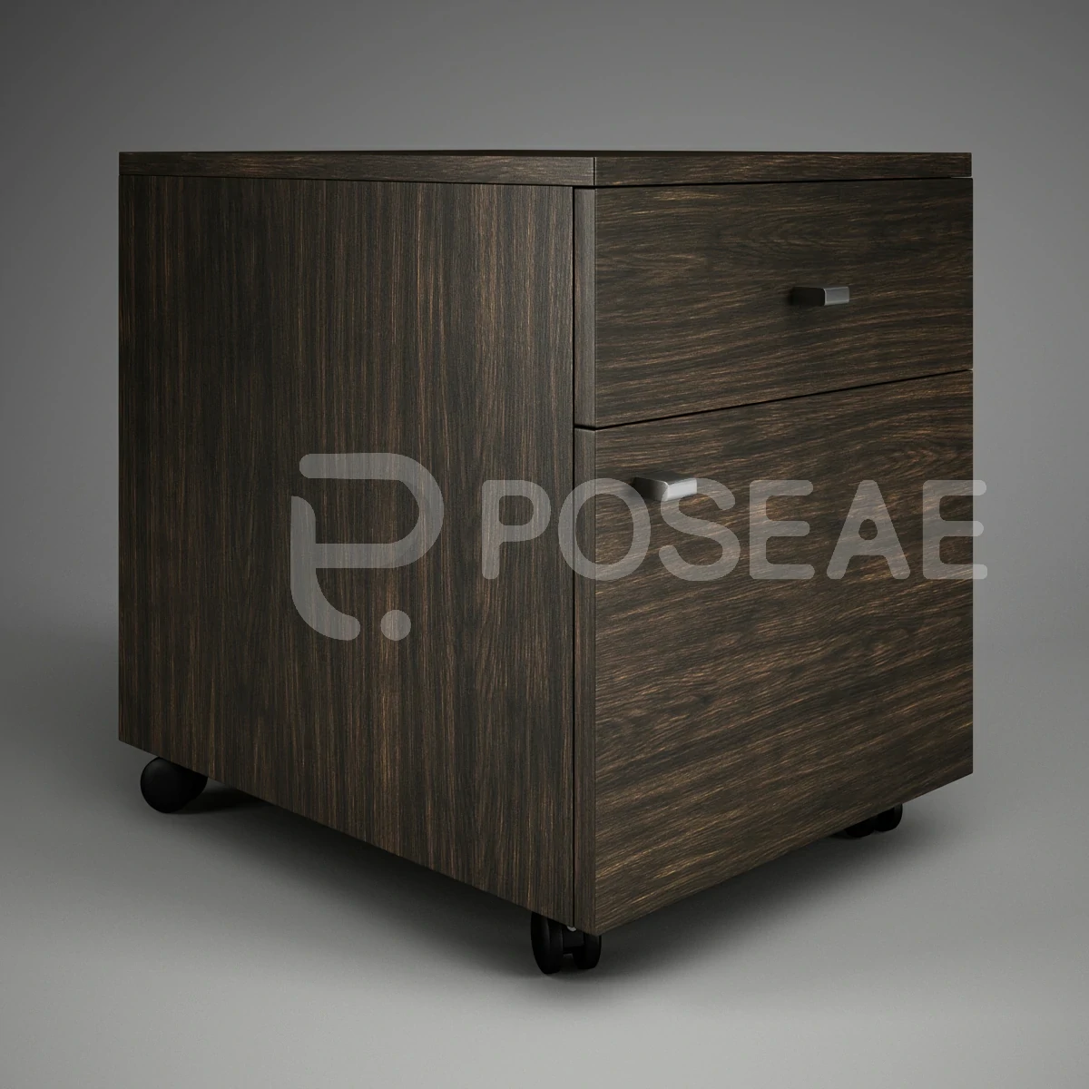 【3D模型】双抽屉办公矮柜-PoseAe