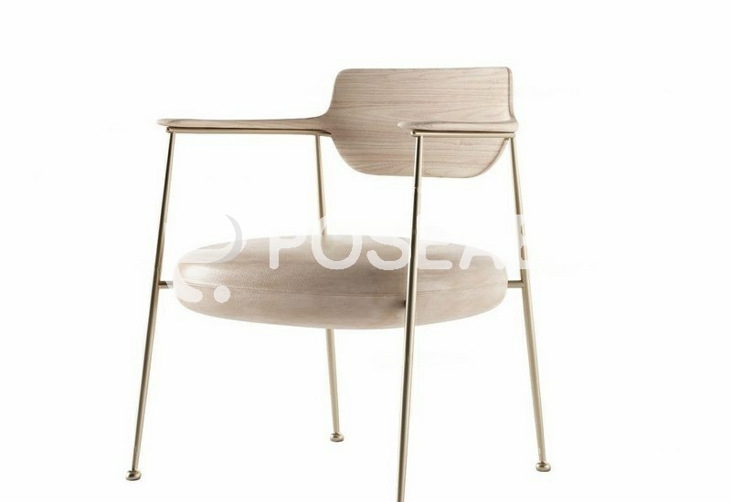 图片[1]-【3D模型】浅木金架休闲椅 3D 模型-PoseAe视频创意库