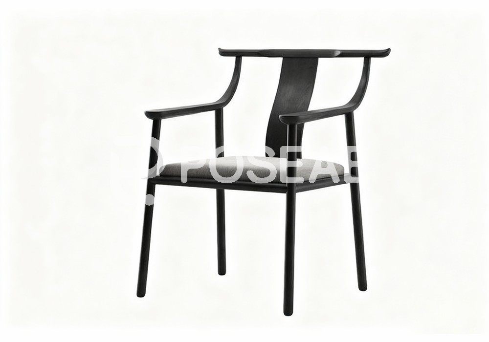 图片[1]-【3D模型】新中式黑木灰椅 3D 模型-PoseAe视频创意库