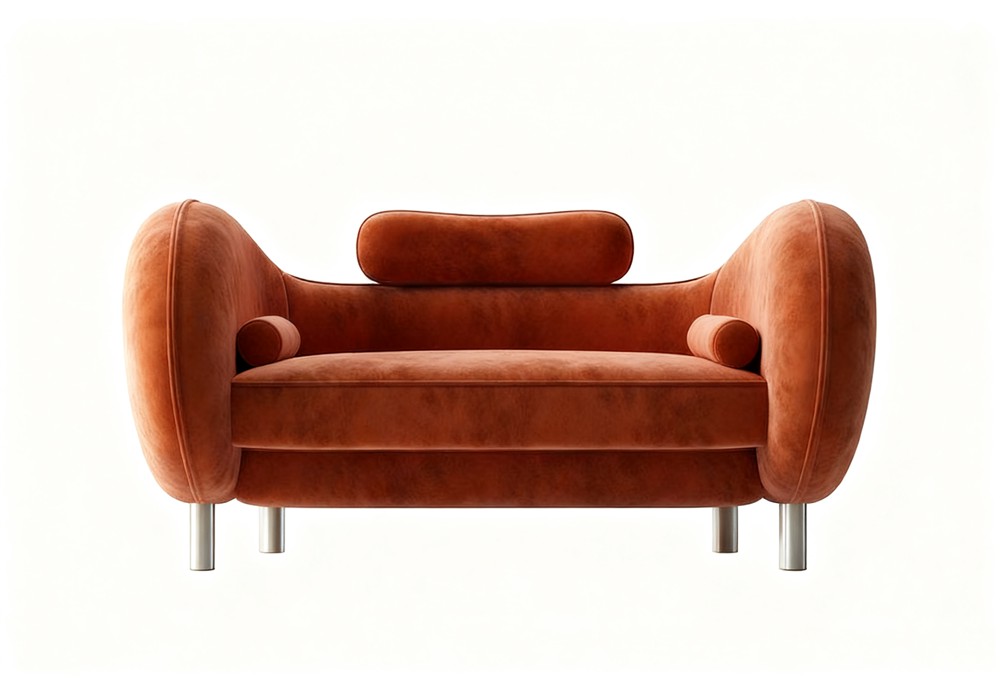 【3D模型】橙色绒面创意沙发 3D 模型-PoseAe