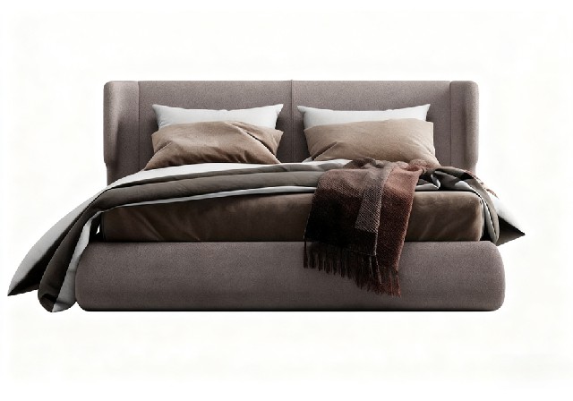 【3D模型】棕色软包靠背床 3D 模型-PoseAe