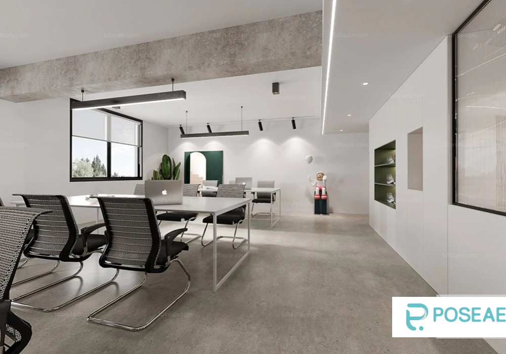 【3D模型】现代简约风办公空间3DMAX 模型-PoseAe