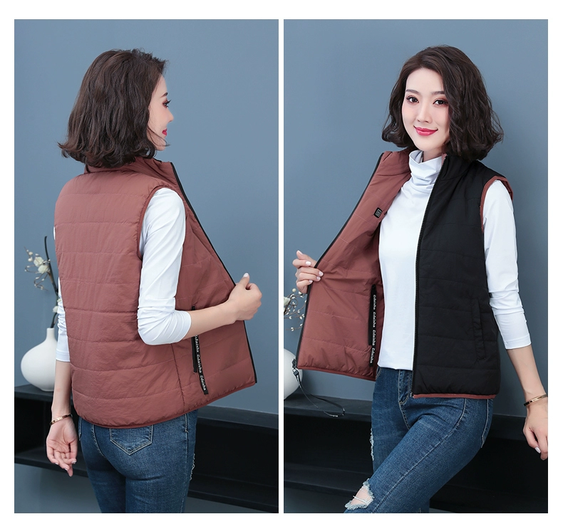 Thông minh nhiệt độ không đổi điện sưởi ấm áo vest cotton cho phụ nữ sạc sưởi ấm sưởi ấm quần áo kích thước lớn áo khoác vest rộng áo phao sưởi quần sưởi điện