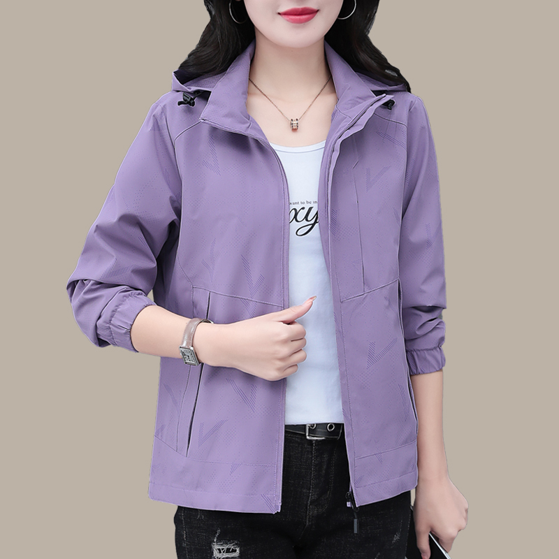 Purple Windbreaker Women's Outdoor Jacket 2026 Spring and Autumn Middle-Aged Mom Windproof Casual Large Size Loose Coat Purple Windbreaker Women's Outdoor Jacket 2026 Spring and Autumn Middle-Aged Mom Windproof Casual Large Size Loose Coat