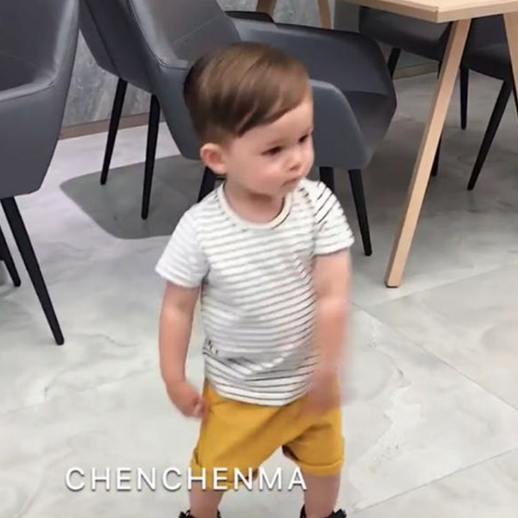 Chen Chen Ma bé quần áo trẻ em trai mùa hè bé sọc áo sơ mi hoang dã cotton thoáng khí phụ nữ bé ngắn tay t-shirt áo sơ mi