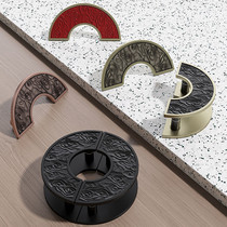 Chinese style glass door round door handle hotel solid wood sliding door antique copper Xiangyun semi-circular door handle customization