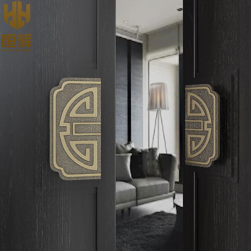 New Chinese style antique door handle shop glass door hotel club double door surface mounted handle custom round support - Taobao
