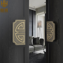 New Chinese Imitation Antique Large Door Handle Shop Glass Door Hotel Clubhouse Double Door Open Ming Fit Handle Custom Round Button