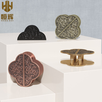 Chinese style glass door handle ancient bronze color fine sculpted Xiangyun large door handle custom pushing sliding door wooden door semicircle door handle