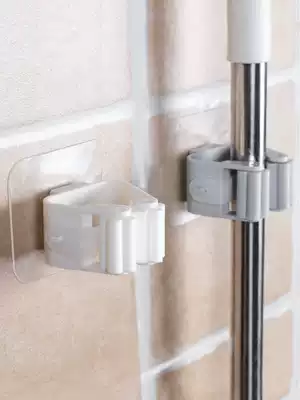 Mop adhesive hook non-perforated mop broom hanger buckle storage artifact finishing rack powder room wall mop clip