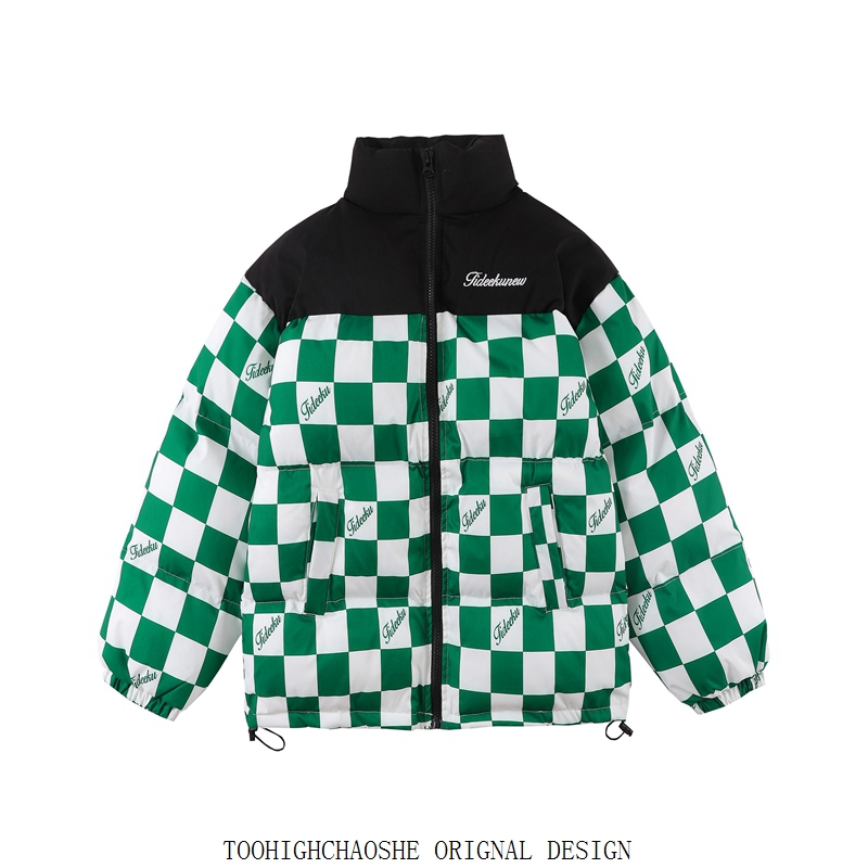 Gprint splicing upright collar jacket bursting lovers turn over the collars cotton clothes female design sensation Korean ensemble oversize