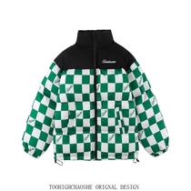 Gprint splicing upright collar jacket bursting lovers turn over the collars cotton clothes female design sensation Korean ensemble oversize