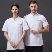 Zipperchef workclothes đen và trắng ngắn tay đầu bếp nhà bếp đầu bếp mùa hè bảo hộ lao thở tùy chỉnh của nam giới