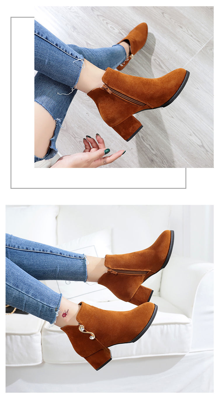 Boots trẻ em Boots phiên bản Hàn Quốc dày với giày cao gót nữ mùa xuân hè 2018 mới thời trang da lộn Martin boot nữ thủy triều boot đẹp