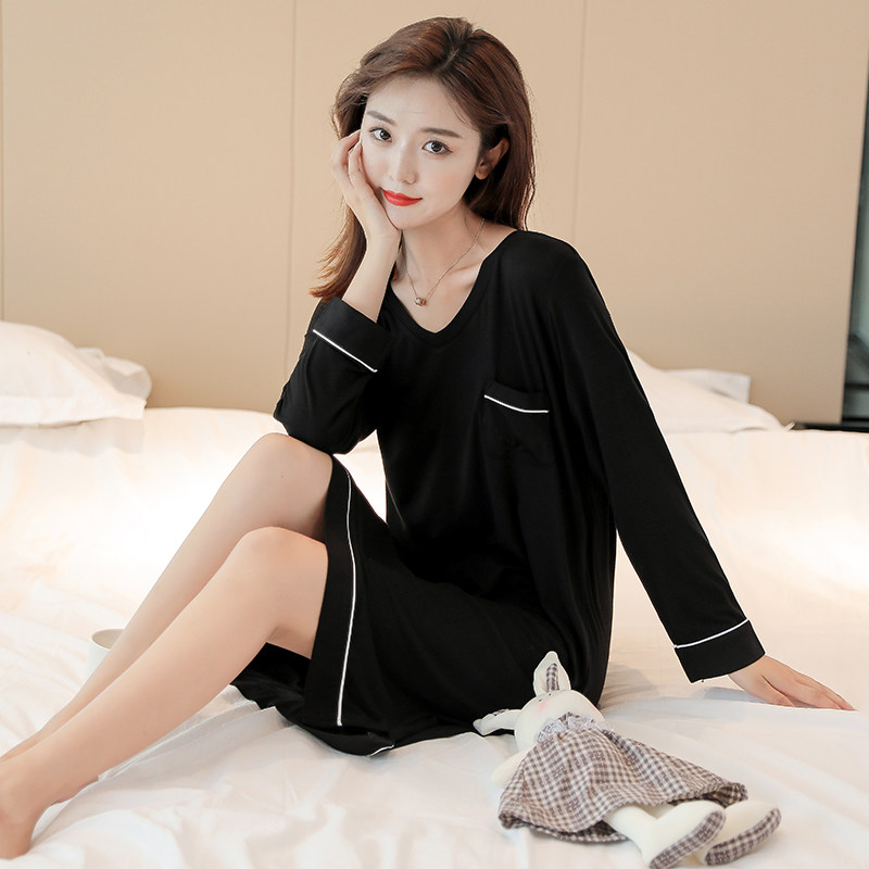 Mordell nightgown women's spring summer plus size 2022 new pajamas ladies long sleeves loose long style pregnant women autumn and winter