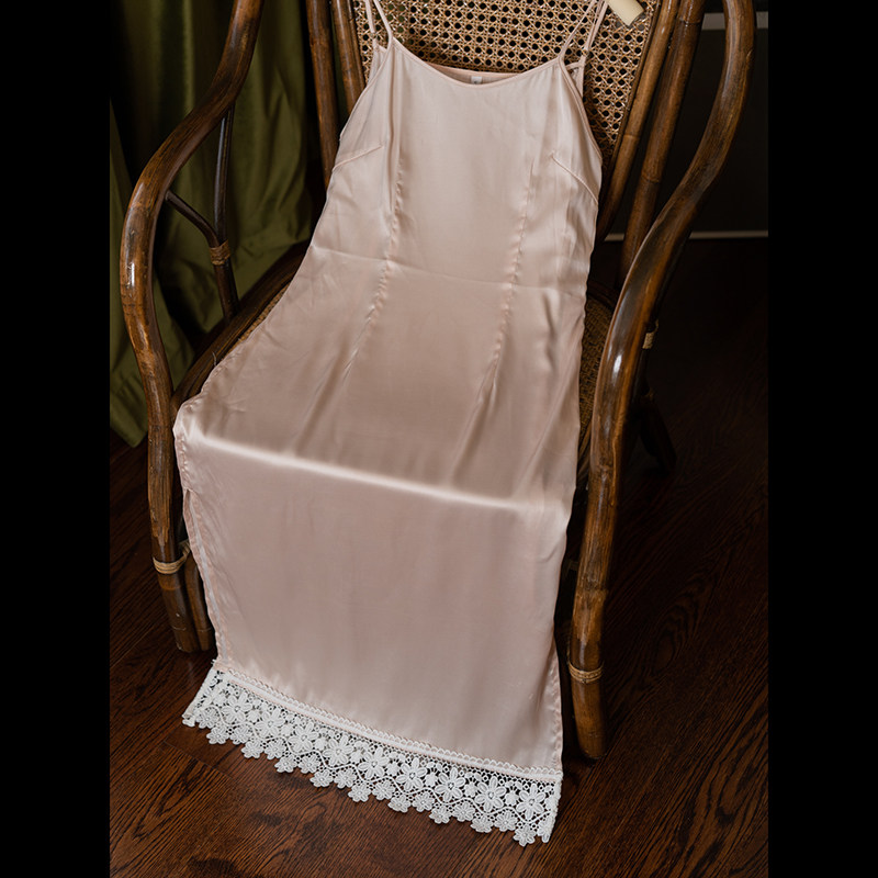 Xiao Gongzi) Fen Dai) Summer New Slim and Thin Temperament Long Bottom Cheongsam Petticoat Sling Dress