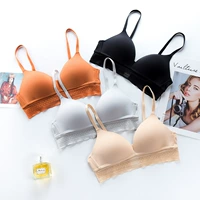 Mới Ren mỏng Bóng tam giác Nhật Bản Cup No Trace No Steel Circle Bra Set Thoải mái thoáng khí Đồ lót ao lot duc